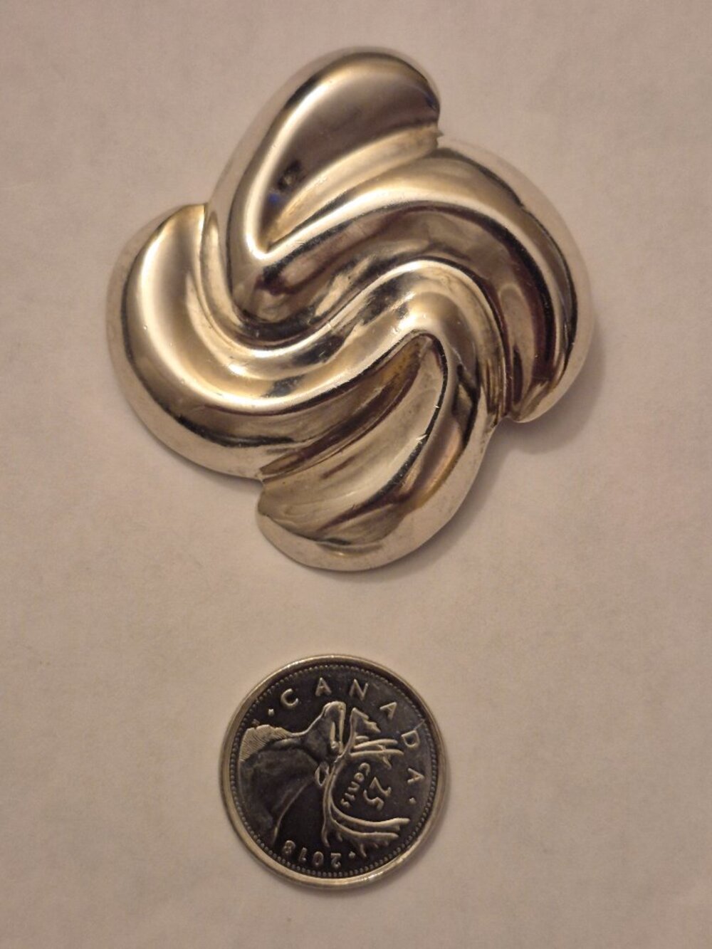 Vintage Taxco Mexico 925 Sterling Silver Modernist Swirl Brooch Pendant TS-01